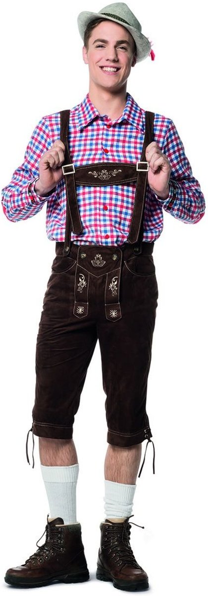 Boeren Tirol & Oktoberfest Kostuum | Heinz Hijsen Lederhose Man | Maat 48 | Bierfeest | Verkleedkleding